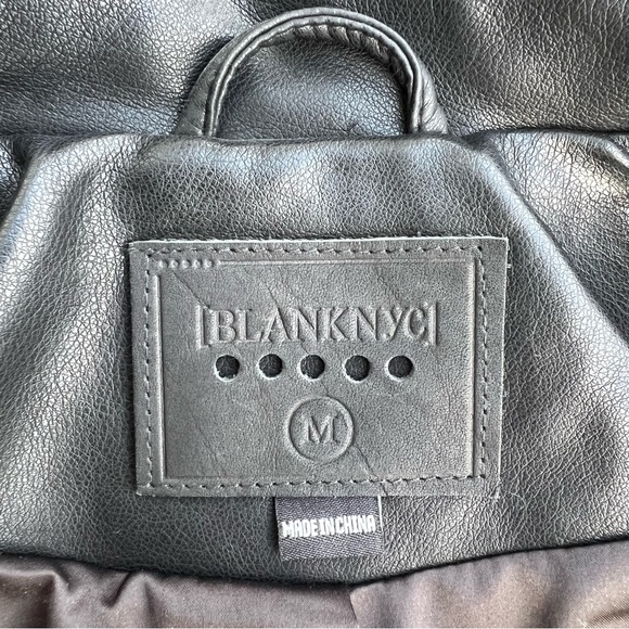 Blank NYC Faux Black Leather Full Zip Moto Jacket NWOT Sz M Lined Mob Wife - Picture 7 of 16